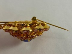 Vintage JUDY LEE Pink Rhinestone Flower BROOCH & EARRINGS Gold Tone Signed #889