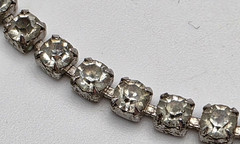 Silver Tone Rhinestone Tennis Choker 15in Box Clasp Square Set Vintage