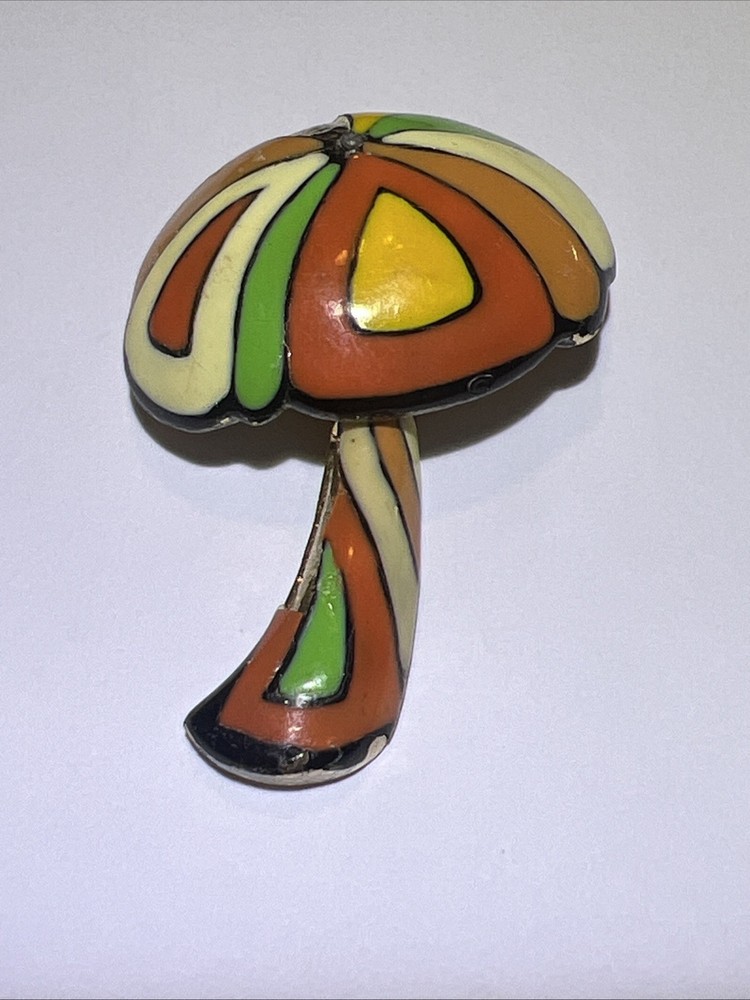 Vintage Eisenberg Artist Series Enamel Mushroom Brooch Pin Signed
