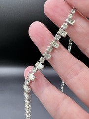 Vintage Baguette & Round Faceted Rhinestone Necklace 16″