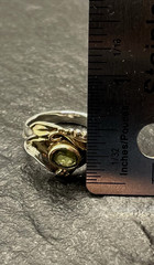 Vintage Art Nouveau Style Peridot Sterling Silver and 14K YG Vermeil Ring Size 8