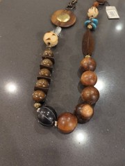 Vintage Boho Chunky Wood Bead Statement Necklace Nordstrom Retail $195 – M64