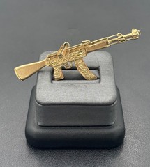 Vintage 14kt Yellow Gold AK 47 72mm x 24mm Pendant with 4mm Bale