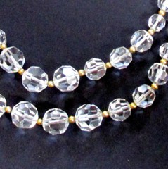 VTG RUNWAY DECO NAPIER 60s TWO STRAND CRYSTAL 16.5″ NECKLACE DANGLING EARRINGS
