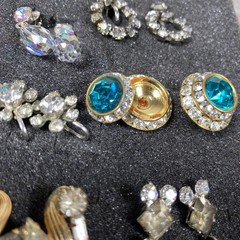 Vintage Unmatched Earrings Lot of 110 All Rhinestones For Crafts Junk Jewelry
