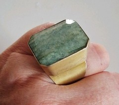 Vintage Huge Heavy Nephrite Jade Statement Ring Sz 9.5 Vermeil Sterling Silver