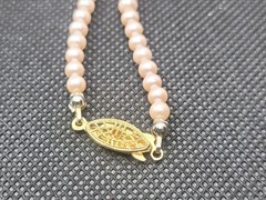 Vintage Pearl Imitation Light Rose Necklace 18in.