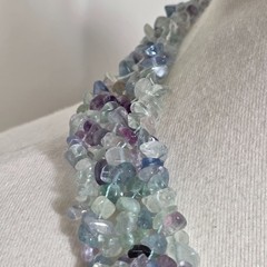 Multi-Strand Woven Rainbow Fluorite Chip Necklace Irregular Polished Stones
