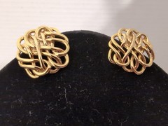Vintage Bluette Made in France Gold Tone Swirling Clip Earrings