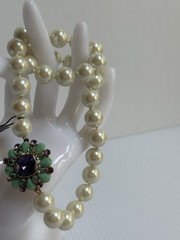 VTG CAROL LEE FAUX PEARL AMETHYST TURQUOISE BEADS 16” NECKLACE WITH TAG READ!
