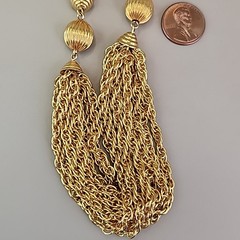Vintage Rope Chain Necklace Layered Ribbed Station Bead Gold Tone 24″