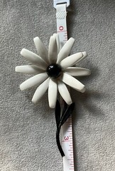 Vintage Enameled Metal Black/ White Flower Brooch 3.5 X 2 Inches