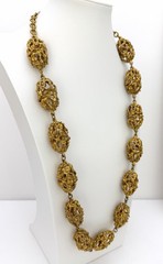 Vintage Chunky Gold Tone Necklace Runway Statement HUGE Heavy Nuggets Brutalist