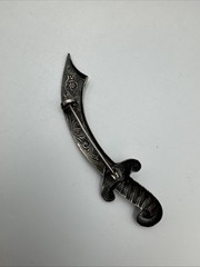 Sterling Silver 925 Vintage Arabian Scimitar Sword Brooch 73.08mm Pin 5.2g