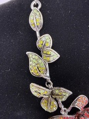 Vintage Kirks Folly Silver Tone Rhinestone Orchid Rhinestone Statement Necklace