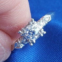 Original EARTH MINED DIAMOND Deco Engagement Ring Vintage PLATINUM Solitaire 6.5
