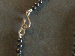 VTG Silver Plated Pewter Flower Black Beaded Necklace 18”