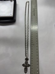 Solid 925 Sterling Silver Large Pectoral Cross Pendant & 64cm Chain 36.9g