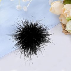 Ostrich Oversized Feather Flower Brooch Pin, Vintage Statement Jewelry black