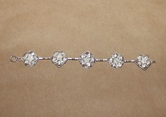 Vtg Sterling Silver Art Nouveau Floral Set Earrings clip-Bracelet 6.5″- Ring 5.5