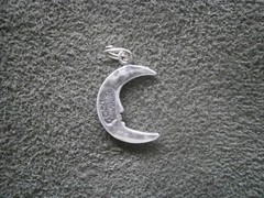 Jezlaine Crescent Moon Vintage Sterling Silver Crystal Bracelet Charm Pendant