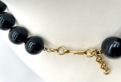 Vtg MONET Large 17 mm Chunky Black Bead Adj Choker 16″ Weighs 2.6 OZ