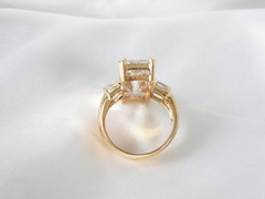 Vintage Sterling Silver 925 Gold on Huge Baguette CZ Statement Ring Size 9