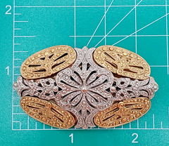 VTG Art Deco Style Brooch 2.5in Two Tone Filigree Domed Openwork Heavy 3D Estate