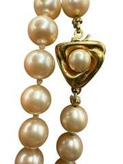 Vintage Liz Claiborne Glass Faux Pearls Necklace 8mm Individually Knotted 36”