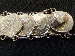# 654- VINTAGE MEXICO COIN BRACELET-21 REAL COINS