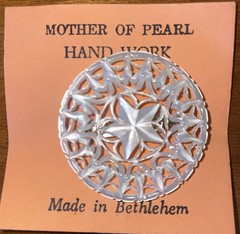 Vintage Hand Made Mother of Pearl Star of Bethlehem Brooch Pin 1991 Free Ship