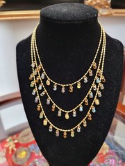 Vintage Carol Lee Tripple Strand Tear Drop Chained Chocker
