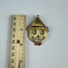 Halloween Gold Brooch With Scarecrow