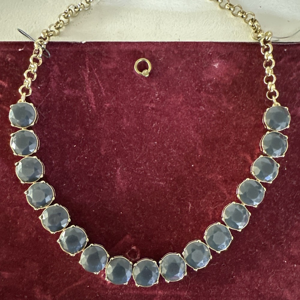 Banana Republic Anna Wintour Necklace Georgian Collet Riviere Black Crystal Vtg