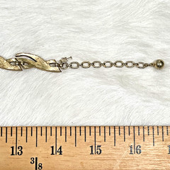 Vintage Crown Trifari Brushed Gold Tone Link Design Leaf Adjustable Necklace 14″