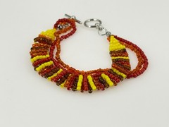 Handcrafted Beaded Bracelet Silver Toggle Clasp Multicolor 7.5 Inch