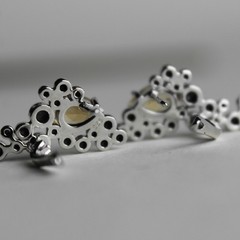 Sterling Silver 925 Citrine Black Onyx CZ Long Dangle Pierced Earrings