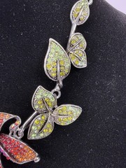 Vintage Kirks Folly Silver Tone Rhinestone Orchid Rhinestone Statement Necklace