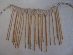 VINTAGE 38″ GLASS STONE AND CHAIN PENDANT NECKLACE #S