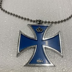 Vintage 1960s-70s Iron Cross Pendant 1914 Replica With Chain Made In Japan