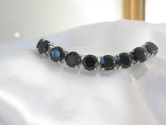 Sterling Silver 925 Natural 50tcw Black Spinel Tennis Bracelet 8″