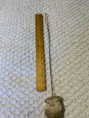 VINTAGE SATIN / SILK? ASIAN EMBROIDERED POUCH NECKLACE WITH TASSEL