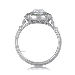 Art Deco Vintage Style Emerald Lab Created Diamond White Gold FN Engagement Ring