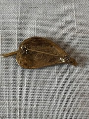Vintage Rhinestone Leaf Brooch. Multicolor. Goldtone Setting…Autumn,Fall leaf..
