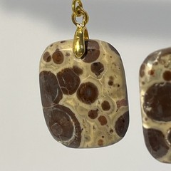 Asteroid Jasper Gold French Wire Earrings Natural Gemstone Earthy Cosmic Casual