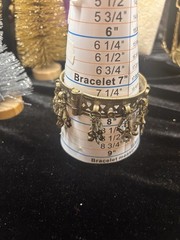 Vintage Metal Bangle Bracelet Belly Dancing Jewelry Cutouts Jingle Hinged 7.5”