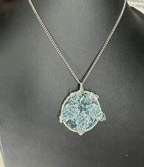 Vintage Blue Lucite Molded Grapes Pendant Necklace & Matching Earrings
