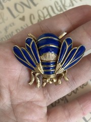 Trifari brooch butterfly Blue & Gold vintage 1950s-1960s