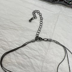 Vintage-Looking 3 Strand Red And Silver Beads On A Gun Metal Grey Chain