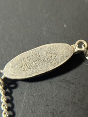 Vintage Japan Silver Pagoda Reverse Carved Opaline Glass Necklace